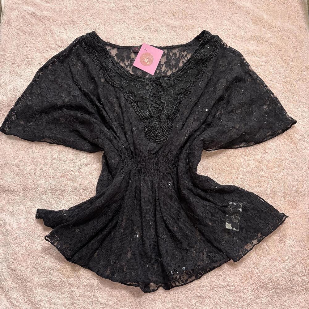 y2k grunge beaded lace‎ blouse
